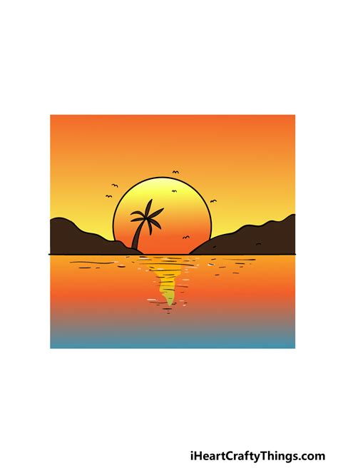 Sunset Drawing - How To Draw A Sunset Step By Step