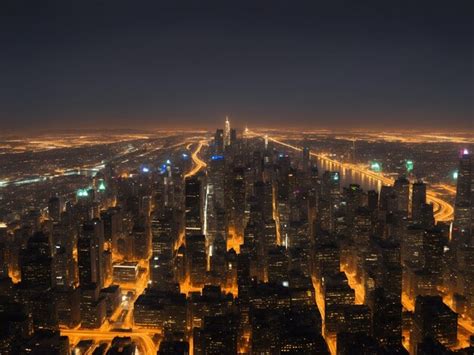 Premium AI Image | A city with lights in the night in an aerial view