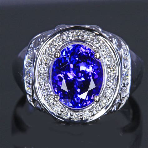 Custom Tanzanite & Diamond Ring in 14kt White Gold - Tanzanite Jewelry ...