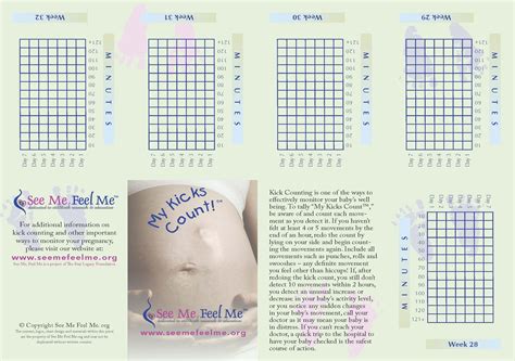 Printable Fetal Kick Chart - Printable Coloring Pages