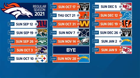 Denver Broncos Schedule 2023 24 Printable