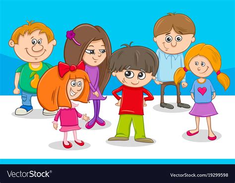 Kid characters group cartoon Royalty Free Vector Image