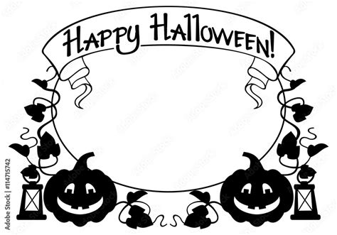 Black and white frame with Halloween pumpkin and text "Happy Halloween ...