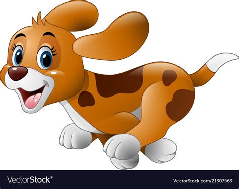 a cartoon dog running and smiling