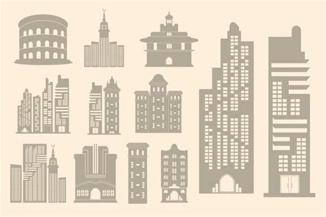 Building Silhouette Vector Set (2473795)