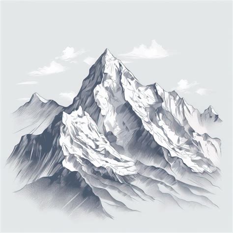 Premium Photo | Mountains pencil drawing simple illustration of ...