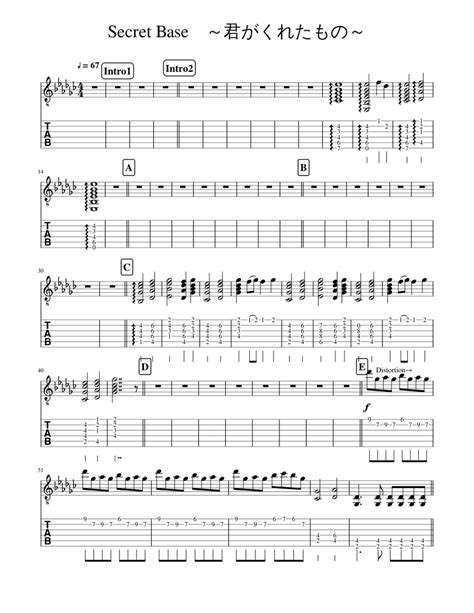 Secret Base Sheet music for Guitar | Download free in PDF or MIDI ...