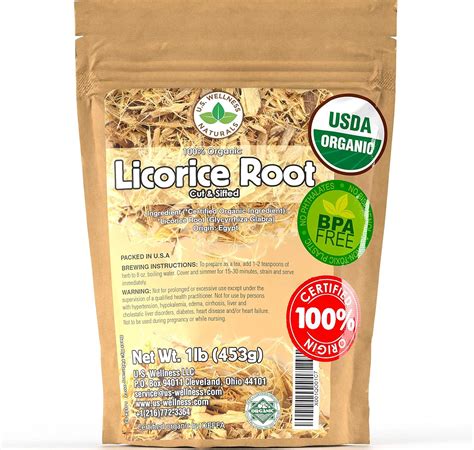 Licorice Root Tea 1LB (16Oz) 100% Certified Organic Licorice Root Cut ...