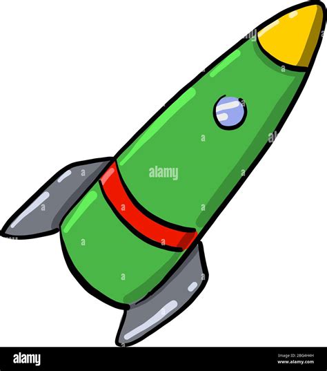 Green space rocket, illustration, vector on white background Stock ...