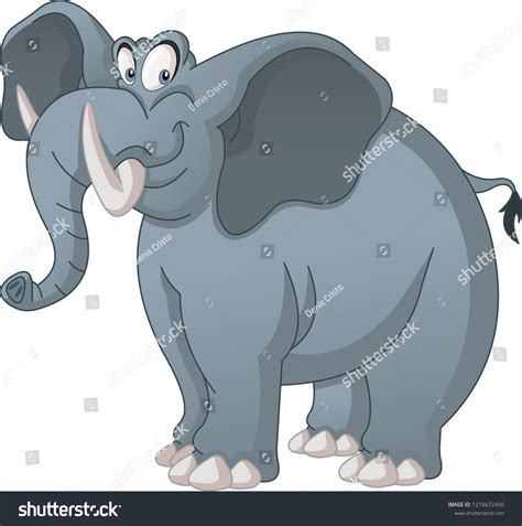 Cartoon Cute Elephant Vector Illustration Funny Stock Vector (Royalty ...