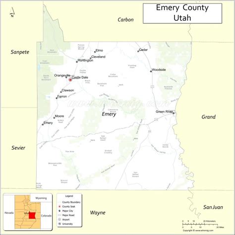 Map of Emery County, Utah - Where is Located, Cities, Population ...