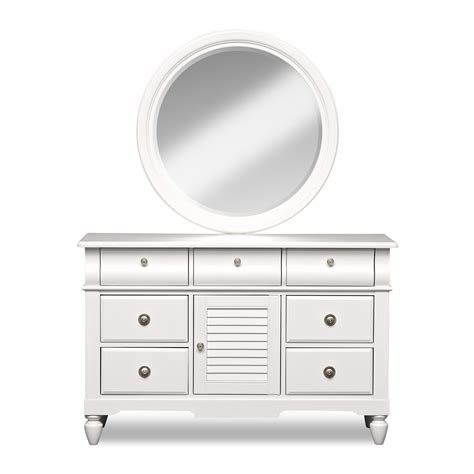 Seaside White Dresser & Mirror | Value City Furniture