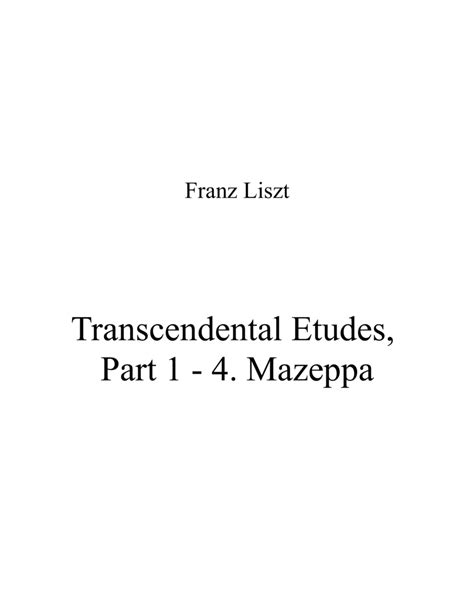 Franz Liszt - Transcendental Etudes, Part 1 - 4 Mazeppa (arr. Patrizia ...