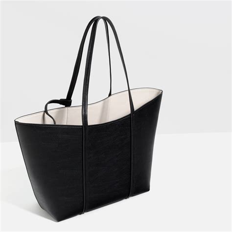 Zara Reversible Faux-Leather Tote in Black | Lyst