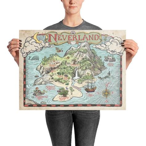 Neverland Map - Etsy | Neverland map, Map art print, Neverland