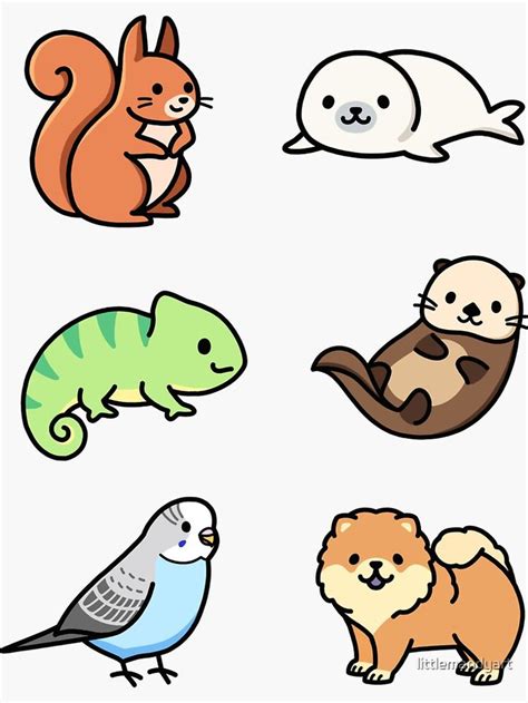 "Cute Animal Sticker Pack 7" Sticker for Sale by littlemandyart | Easy ...