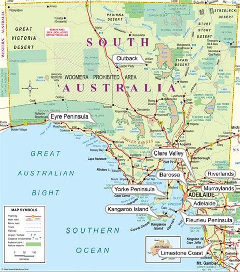 Map Of South Australia With Distances - Blank Map Of North America