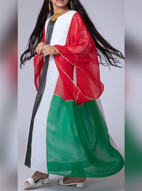 National Day UAE flag inspired kaftan with cape sleeves. Kids Wear from ...