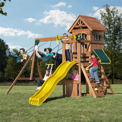 Swing-N-Slide Jamboree Fort Wooden Play Set with Slide, Swings and ...