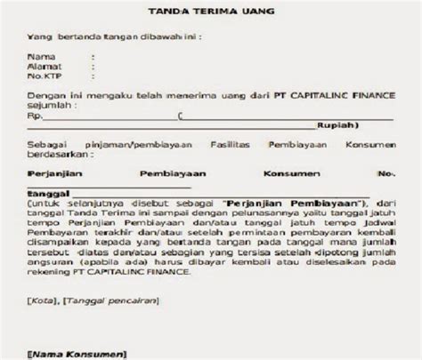 Contoh Format Surat Tanda Terima Uang Dalam Berbagai Hal - Aneka Contoh ...