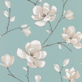 Magnolia wallpaper, Grey floral wallpaper, Teal wallpaper bedroom