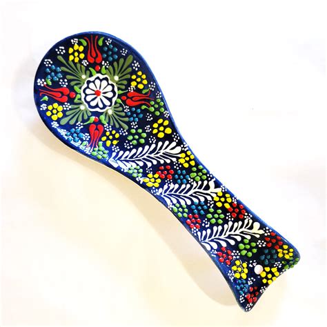 Blue Hand Painted Ceramic Spoon Rest from Turkey - The Silk Road Fair ...