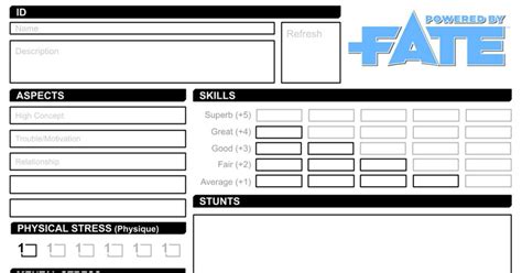 Fate Condensed Character Sheet and a Bonus : r/FATErpg