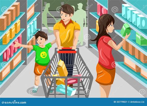 Family shopping grocery stock vector. Illustration of motherhood - 33779821