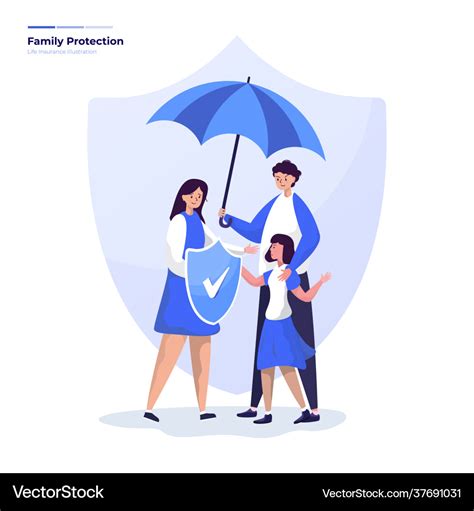 Family life protection insurance Royalty Free Vector Image