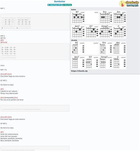 Chord: Bamboleo - tab, song lyric, sheet, guitar, ukulele | chords.vip