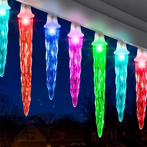 LightShow Light show strings 24-Count Multi-function Multicolor Icicle ...