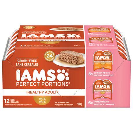 Iams Perfect Portions Healthy Adult Chicken & Salmon Pâté Wet Cat Food ...