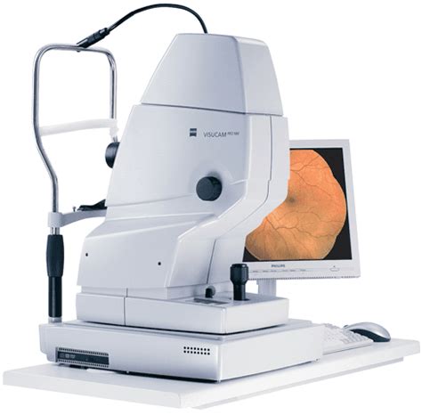 3: Fundus cameras. (a) Standard fundus camera (Zeiss FF450 device) (b ...