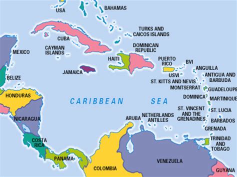 Map of Caribbean Sea Powerpoint Slide | Jamaica, Caribbean, Caribbean sea