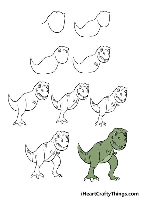 How To Draw T-Rex Step By Step - Easy T-Rex Drawing For Kids