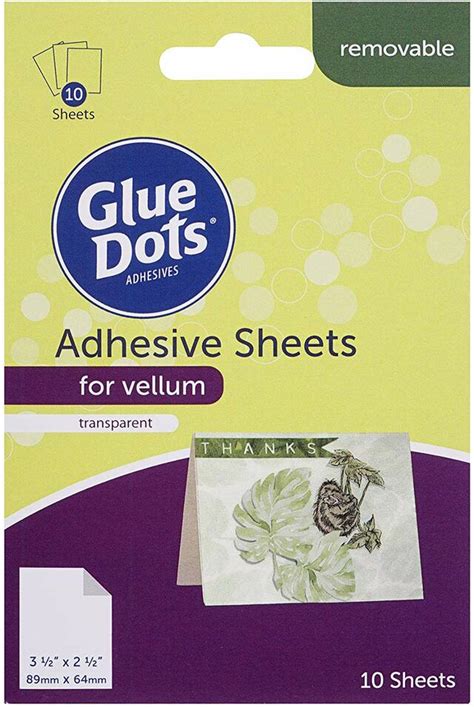 Glue Dots - Transparent Adhesive Sheets for Vellum, 3.5 x 2.5 Inches ...