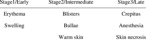 Stages of necrotizing fasciitis. | Download Table