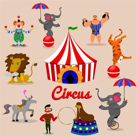 Set of the circus artists in vector 11419186 Vector Art at Vecteezy