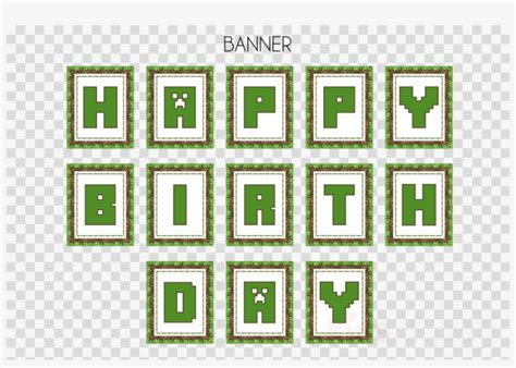 Minecraft Happy Birthday Banner Printable Clipart Minecraft Transparent ...