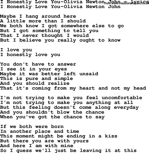 Love Song Lyrics for:I Honestly Love You-Olivia Newton John