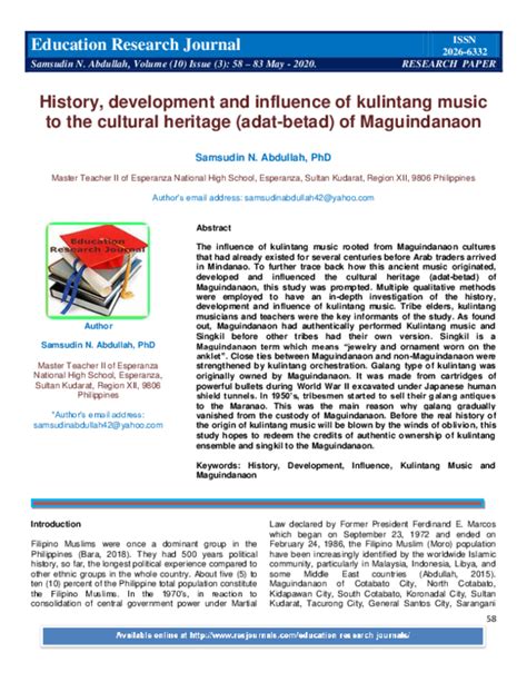 (PDF) History, Development and Influence of Kulintang Music to the ...