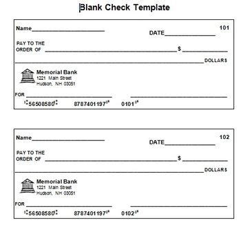 Teach child how to read: Printable Blank Check Worksheet