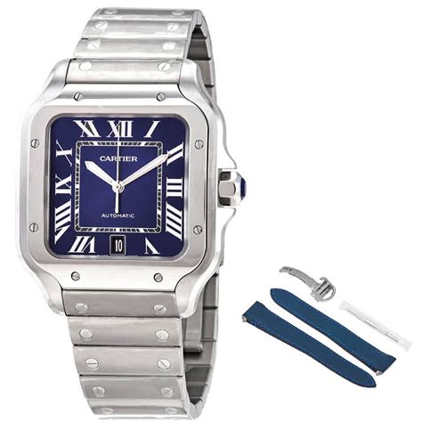 Cartier Santos De Cartier Large Model Blue Dial Men's Watch WSSA0013 ...