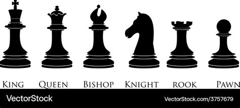 Black chess pieces with names Royalty Free Vector Image