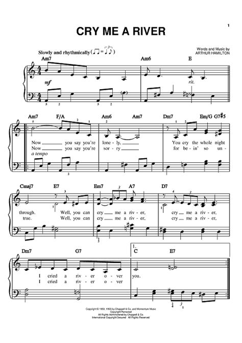 Cry Me A River" Sheet Music by Joe Cocker; Julie London; Michael Buble ...