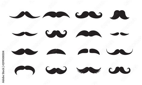 Male mustache styles black vector icons set. Various moustache types ...