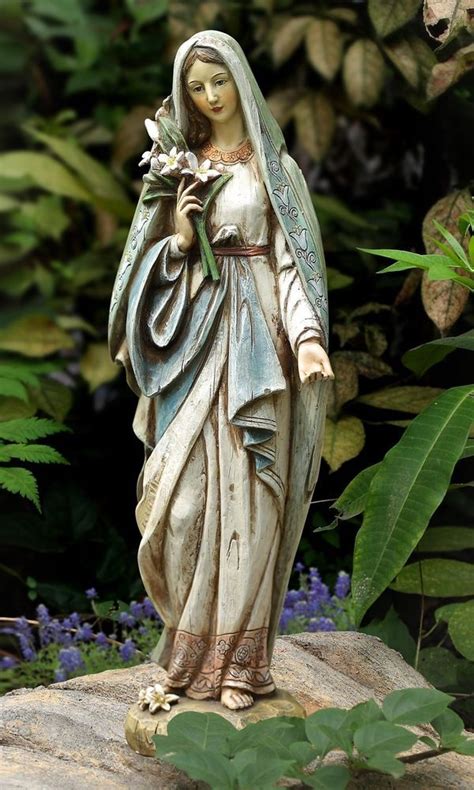 Blessed Virgin Mary Mother Madonna Lilies Garden Statue Jesus Mother ...