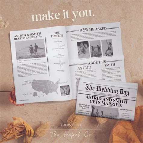 Newspaper Wedding Program Template Editable Wedding Program - Etsy