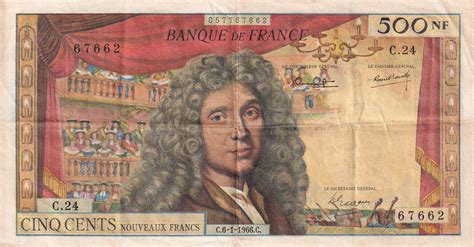 Banknote France 500 NF - Molière - 06-01-1966 - VF - Serial C.24 - P.145