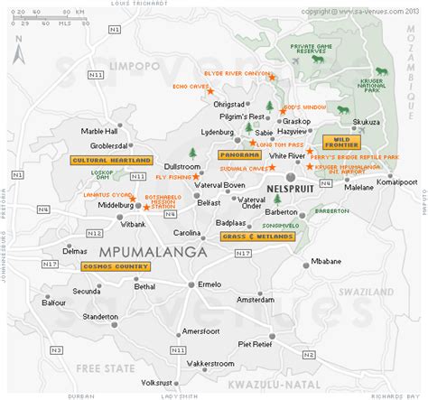 Mpumalanga Attractions Map